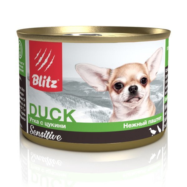 Blitz Sensitive Adult Dog Small Влажный корм для собак мелких пород паштет Утка и Цукини