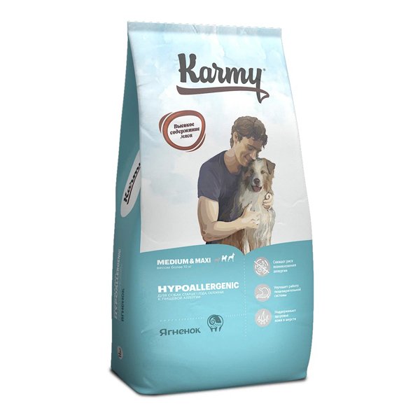 Karmy Hipoallergenic Medium&Maxi Сухой корм для собак средних и крупных пород при аллергии с Ягненком