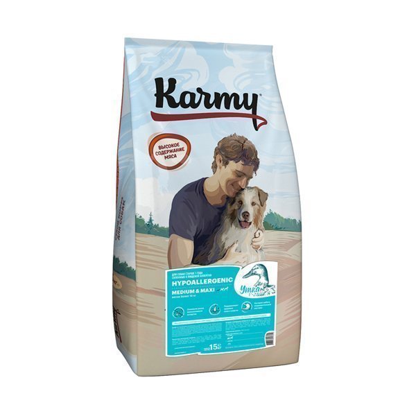 Karmy Hypoallergenic Medium&Maxi сухой корм для взрослых собак средних и крупных пород при аллергии с Уткой