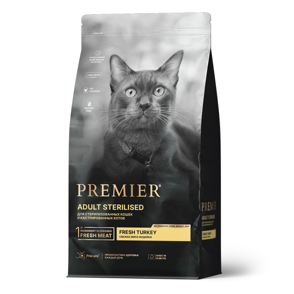 Premier Cat Adult Sterilised Сухой корм для стерилизованных кошек Индейка