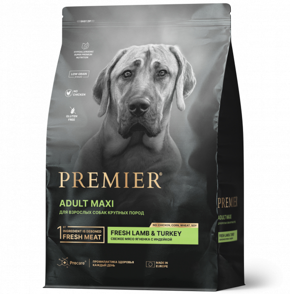 Premier Dog Adult Maxi Сухой корм для собак крупных пород Ягненок и Индейка