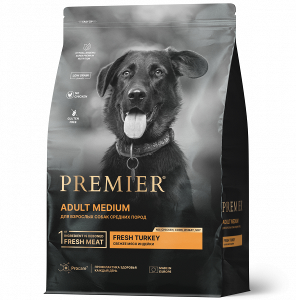 Premier Dog Adult Medium Сухой корм для собак средних пород Индейка