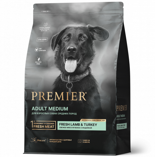 Premier Dog Adult Medium Сухой корм для собак средних пород Ягненок и Индейка