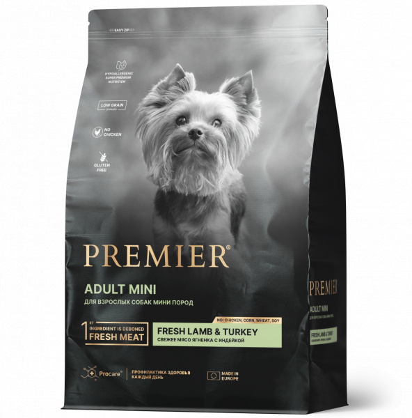 Premier Dog Adult Mini Сухой корм для собак мелких пород Ягненок и Индейка