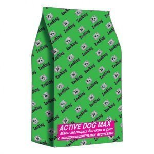 Zooring Active Dog Max Мясо молодых бычков и рис с хондрозащитными агентами Сухой корм для взрослых активных собак крупных и гигантских пород