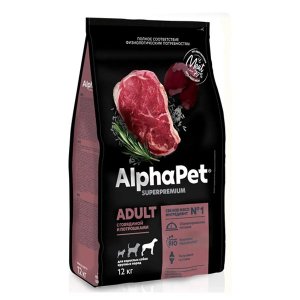 AlphaPet Superpremium Maxi Adult Сухой корм для собак крупных пород Говядина и Потрошки