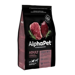 AlphaPet Superpremium Medium Adult Сухой корм для собак средних пород Говядина и Потрошки
