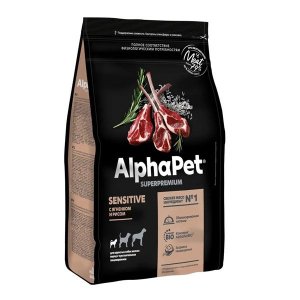 AlphaPet Superpremium Sensitive Mini Сухой корм для собак мелких пород с чувствительным пищеварением Ягненок и Рис