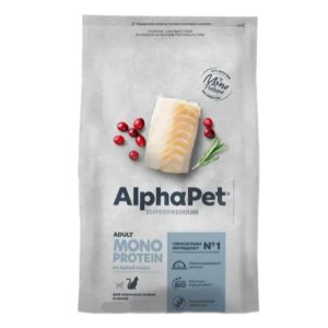 	AlphaPet Superpremium Сухой корм монобелковый для взрослых кошек Белая рыба