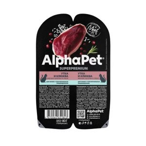 AlphaPet Superpremium Влажный корм для кошек с чувствительным пищеварением в соусе Утка и Клюква 