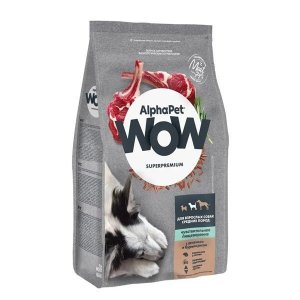 AlphaPet WOW Superpremium Sensitive Medium Сухой корм для собак средних пород с чувствительным пищеварением Ягненок и Бурый Рис