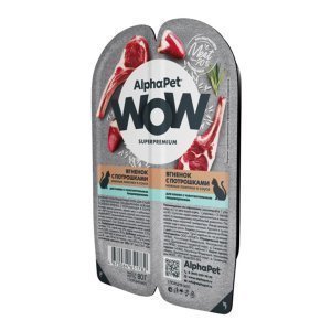 	AlphaPet WOW Superpremium влажный корм для кошек с чувствительным пищеварением Ягненок и потрошки нежные ломтики в соусе