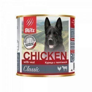 Blitz Classic Adult Dog Влажный корм для собак всех пород Курица и Телятина
