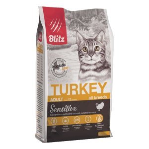 Blitz Sensitive Adult Cat Сухой корм для кошек с чувствительным пищеварением Индейка