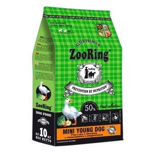 Zooring Mini Young Dog Сухой корм для собак Утка и рис с брокколи с глюкозамином и хондроитином