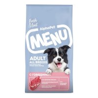 AlphaPet Menu Сухой полнорационный корм для взрослых собак всех пород Говядина