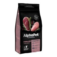 AlphaPet Superpremium Sterilised Сухой корм для стерилизованных кошек Утка и Индейка