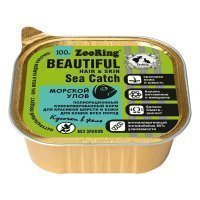 Zooring кусочки в желе с львинкой для котов всех пород красивая кожа и шерсть Морской улов